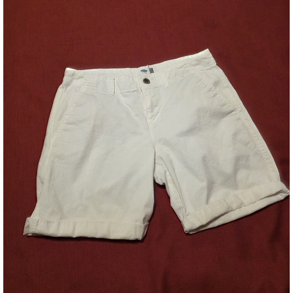 Old Navy White Shorts Womens Size 6 Mid Length Cotton Pockets